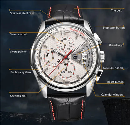 PAGANI DESIGN Chronograph Stop Watch for Men Quartz Multi-function Military Pilot Relógios Masculino Reloj Hombre Montre Homme