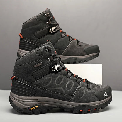 HIKEUP High-Top Herren-Wanderstiefel Winter Outdoor Schuhe Schnürung Rutschfeste Sportliche Freizeit-Trekkingstiefel Herren Wildleder Warme Schuhe