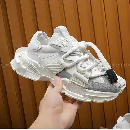 Size 35-46 Women Men Sports Shoes High Quality Patchwork Casual Sneakers Lace Up Fashion Platform Sports Running Shoes Hot