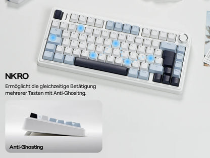 EPOMAKER x AULA F75 ISO-DE Tri-Mode Connectivity QWERTZ German Layout Wireless Mechanical Keyboard with 4000 mAh Battery