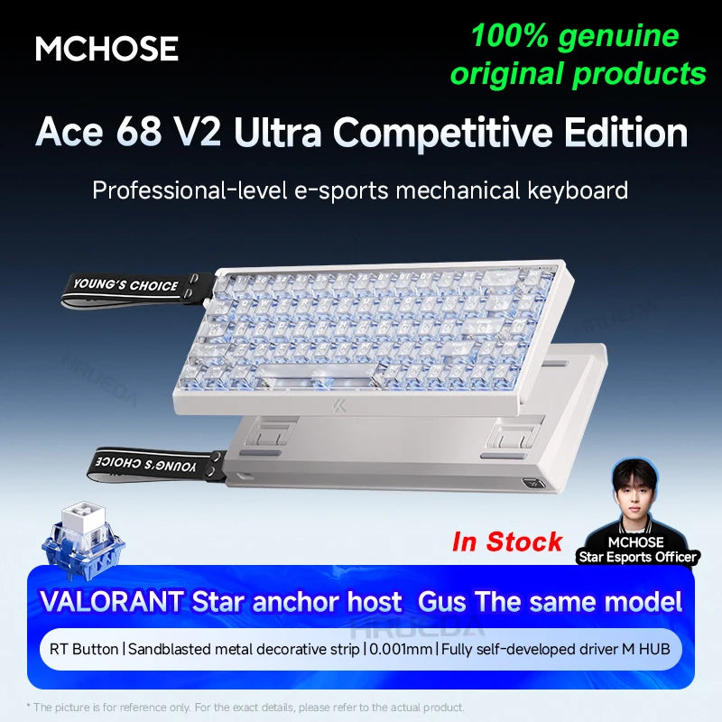 MCHOSE Ace 60 Pro 68 Magnetic Axis Mechanical Keyboard Customized Esports 0.01ms Latency RT 0.01mm 128K Gaming Keyboard Original