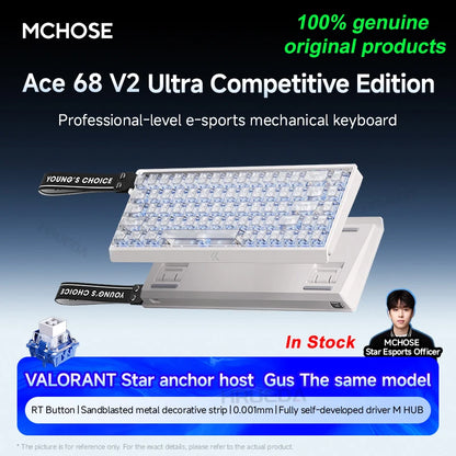 MCHOSE Ace 60 Pro 68 Magnetic Axis Mechanical Keyboard Customized Esports 0.01ms Latency RT 0.01mm 128K Gaming Keyboard Original