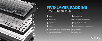 ATTACK SHARK X85 Tri-mode Gasket 75% Mechanical Keyboard with CNC Knob, 5-Layer Padding, Hot Swappable, RGB Backlight, NKRO