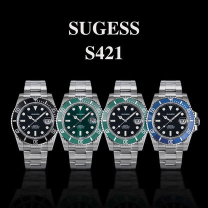 Sugess Men of Watch Automatic Mechanical ST2130 Movement Wristwatches 200M Water Resistant Sapphire Crystal Adjust Clasp S421