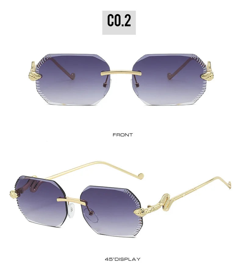 Fashion snake-shaped metal decorative sunglasses - unisex irregular frame, UV protection, sunshades