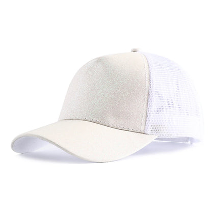 2023 New Summer Glitter High Ponytail Baseball Cap Female Snapback Hat Casual Black White Pink Mesh Trucker Caps for Women Gorra