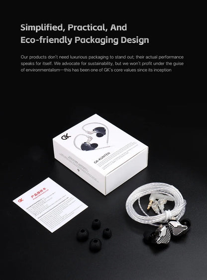 KZ GK Kunten HiFi IEM Earphones 1DD Dynamic Driver In-Ear Earbuds with 2-Pin Detachable Cable, Metal Audiophile Gaming Headset