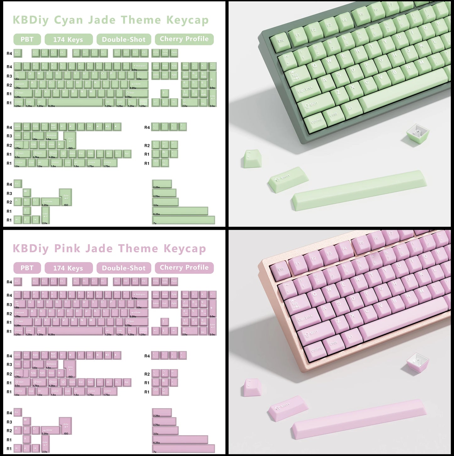KBDiy GMK Illusion Keycap Cherry Profile Double Shot PBT ISO Keycaps For Gamer Mechanical Keyboard Kit Gaming Point Retro Keycap