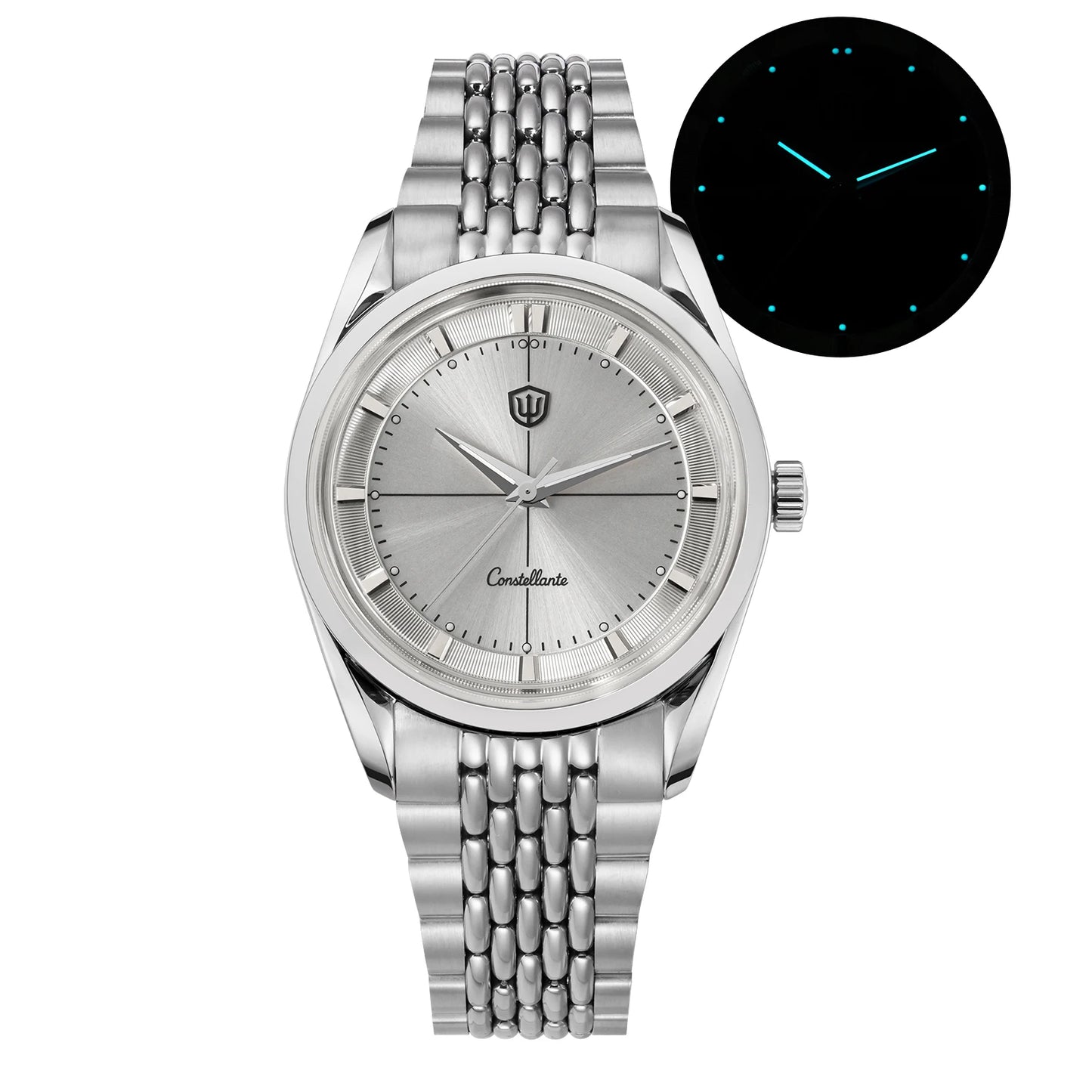 Watchdives WD1954 Arctic Classic 36mm Watch VH31 Sweep Second Movement 316L Stainless Steel Watches Sapphire Crystal Luminova