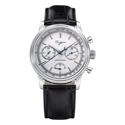 Sugess Men's Pilot 1963 Wristwatch ST1906 Chronograph Handwind Movement Domed Sapphire Waterproof Power Reserve Lume V2