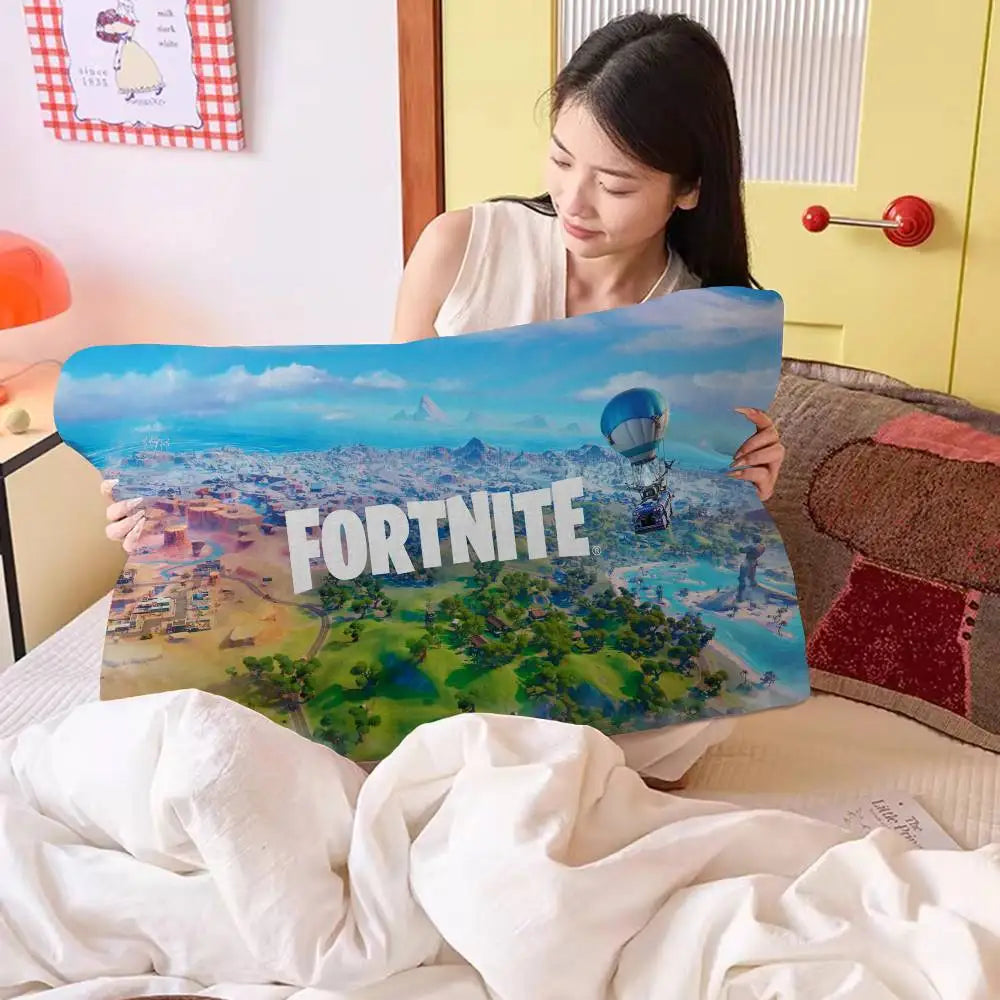 Cartoon-Game F-FortniteS aus schnelltrocknendem Polyester, rutschfest, hochwertiges Kissenhandtuch, rutschfester Kissenbezug, sicher befestigt.