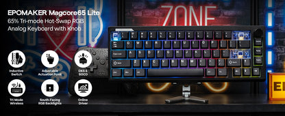 EPOMAKER Magcore65 Lite 65% US QWERTY Layout Wired/BT/2.4Ghz Wireless Mechanical Gaming Keyboard 8K Polling Analog Switch