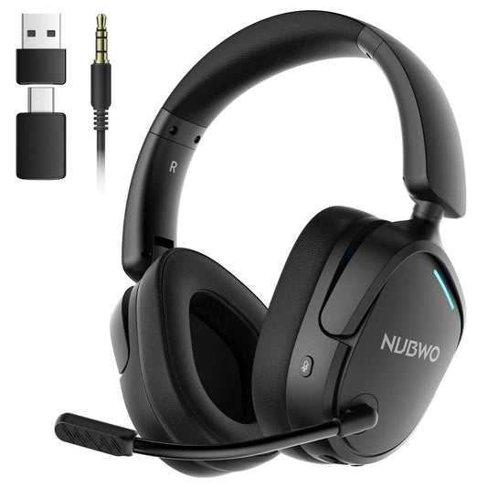 Casque de jeu sans fil NUBWO, double connexion 2.4G et Bluetooth simultanée, micro anti-bruit, confortable et pliable