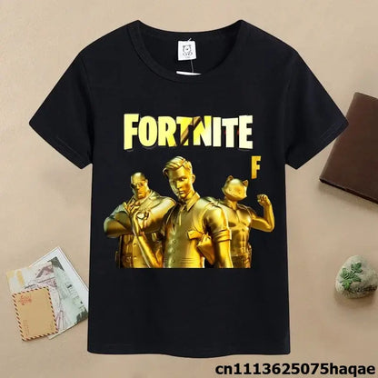 Sommer-Fortnite-Kinder-T-Shirt mit Cartoon-Spielfigur-Print, lässiges Sport-T-Shirt für Jungen, kurzärmelig, Kinderbekleidung