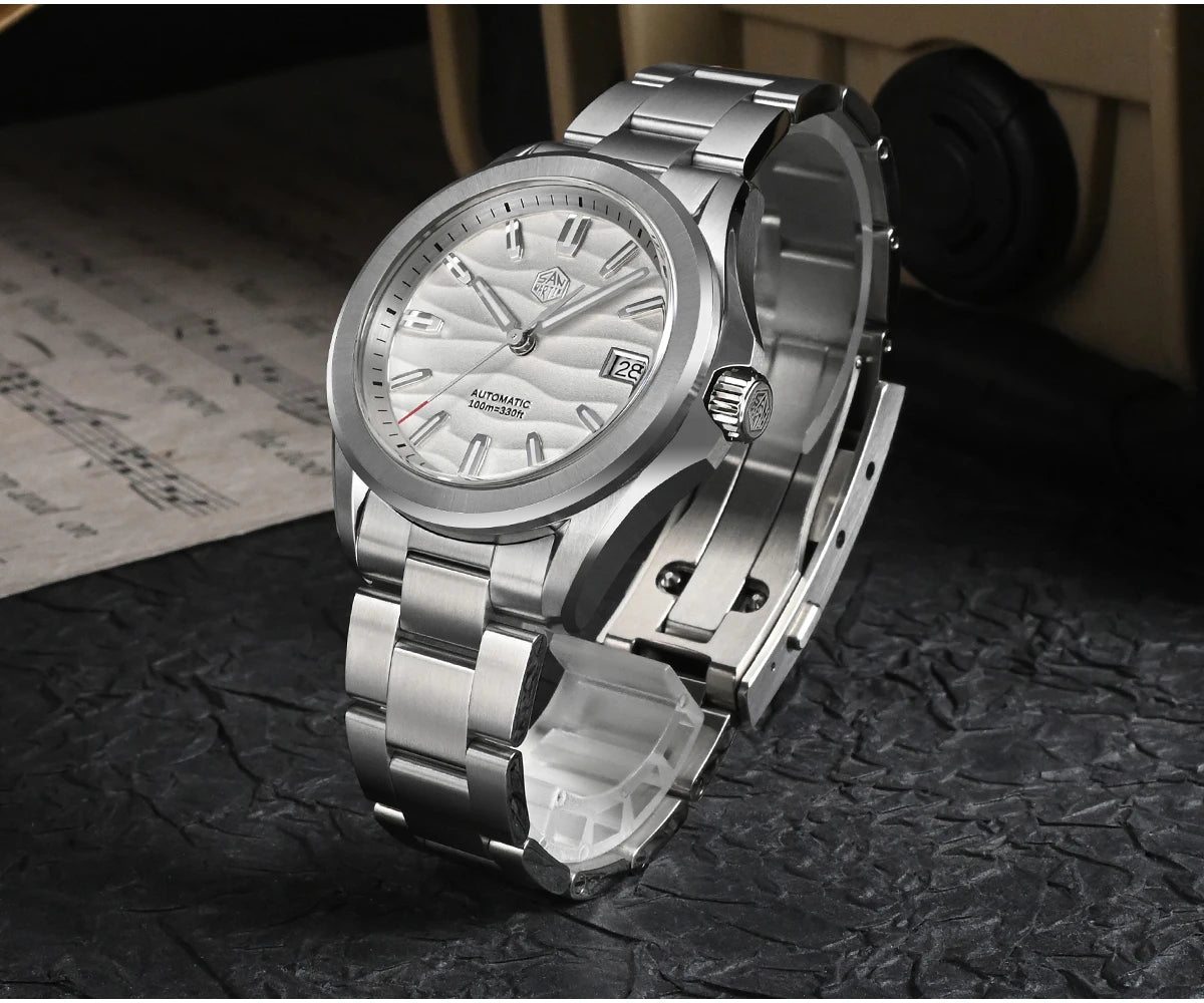 San Martin New Gada Watch 39mm Desert Texture Men Dress Watch NH35 Automatic Mechanical Sapphire Waterproof 100m Luminous SN0129