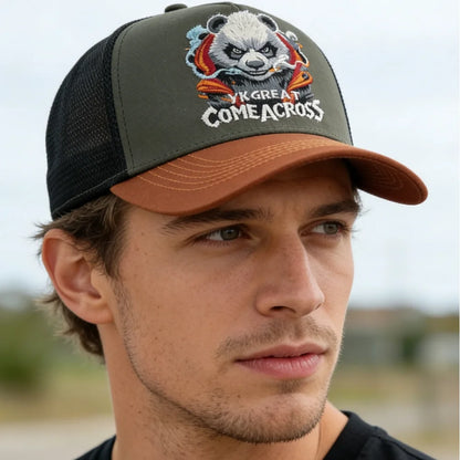 Styl unisex – fajna czapka z daszkiem z haftem pandy, eleganckie czapki typu trucker dla mężczyzn i kobiet, oddychająca czapka letnia do noszenia na co dzień i na świeżym powietrzu