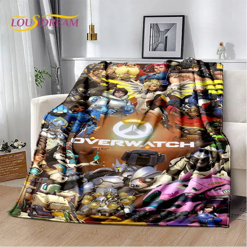 Overwatch Game Gamer D.Va Reaper Soft Plush Blanket, Flannel Blanket Throw Blanket for Living Room Bedroom Bed Sofa Picnic Kid 3D