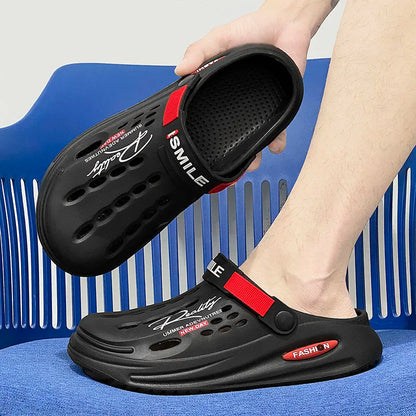 Sandales d'été pour hommes, pantoufles décontractées massantes, claquettes antidérapantes, sandales pour hommes, chaussures de plage à trous pour intérieur et extérieur, grandes tailles