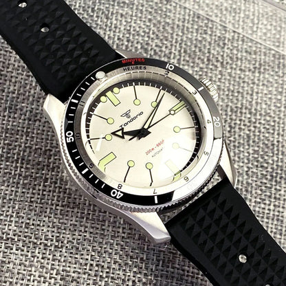 Tandorio Red Blue 40mm PT5000 Japan NH35A Mechanical Automatic Dive Men Watch 20ATM Waterproof Domed Sapphire Screw Crown Reloj