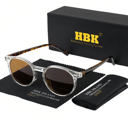 HBK Fashion Polarized Sunglasses Men Round TR90 Frame Fashion Sun Glasses Women Driving Sports UV400 Lunette De Soleil Homme