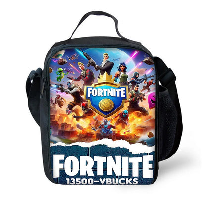 Hot Game FortniteS gyermek hőszigetelt, nagy kapacitású táska fiú és lány diákoknak, kültéri piknikhez, újrafelhasználható hőtartó hűtőtáska és uzsonnásdoboz