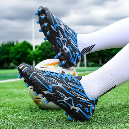 Chaussures de football à crampons longs et basses, chaussures de sport respirantes et antidérapantes pour hommes, chaussures de sport résistantes à l'usure pour l'entraînement sur gazon naturel
