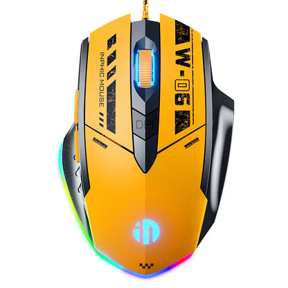 Káblová myš Inphic W1 Esports Gaming Mouse s programovateľnými makrami, nastaviteľným DPI a tichým chodom do kancelárie