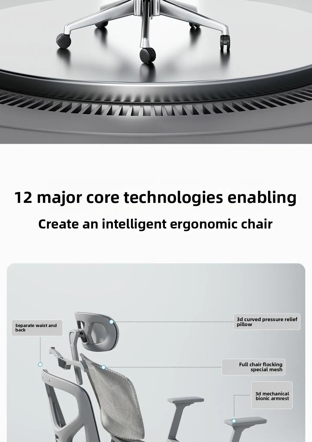 Sedia da ufficio ergonomica in rete con supporto lombare 6D, sedia da computer con schienale alto, sedia da scrivania reclinabile regolabile con poggiapiedi