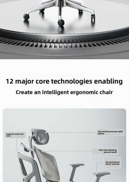 Sedia da ufficio ergonomica in rete con supporto lombare 6D, sedia da computer con schienale alto, sedia da scrivania reclinabile regolabile con poggiapiedi