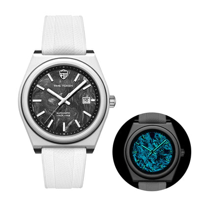 TIME TOKEN  Limited Edition 41mm Luminous Magic Carbon Fiber Men's Automatic Mechanical Watches Calendar Miyota8215 Movement
