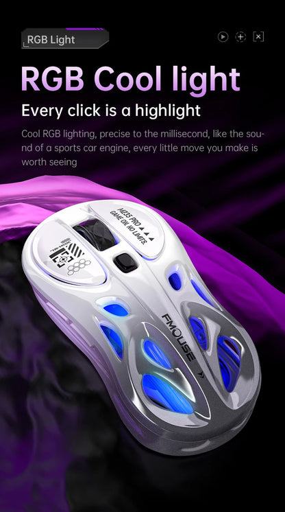 Draadloze 2.4G tri-mode RGB-gamingmuis met hol, lichtgewicht ontwerp, Chroma-verlichting, bekabeld, Bluetooth, e-sports muiscontroller