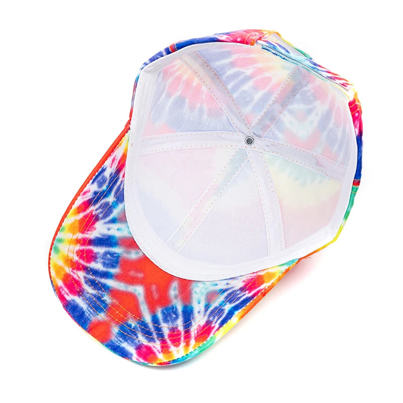 New Outdoor Casual Tie Dye Caps For Women Rainbow Colorful Baseball Cap Female Fashion Streetwear Summer Hat