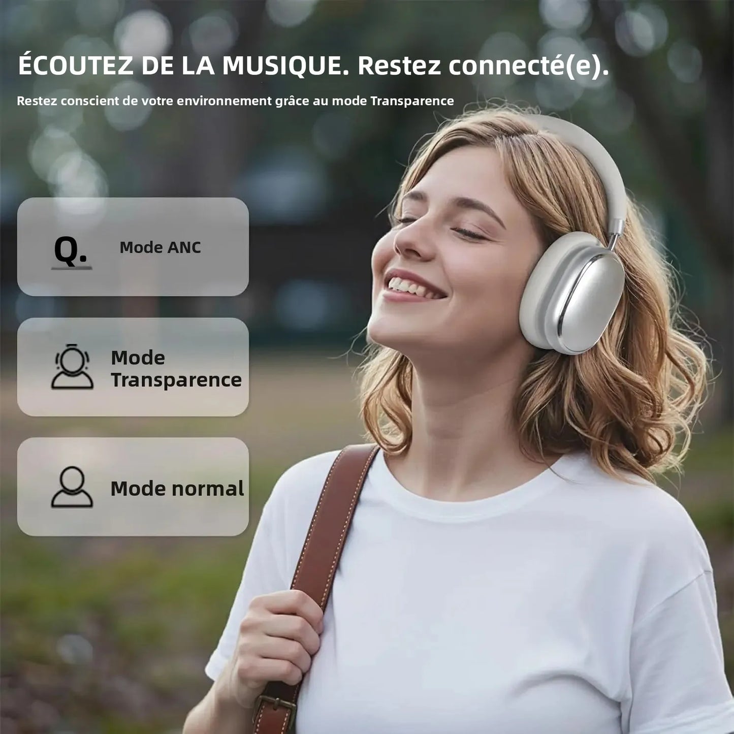 Hybrid Active Noise Cancelling Headphones, Wireless Headphones Bluetooth 6.0 with Transparent Mode, Hi-Res Audio,Deep Bass,Metal
