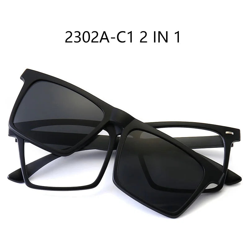 Myopia Polarized Magnet Sunglasses Women Men Clip On Glasses Square Optic Spectacle 6 In 1 Eyeglass Frames -0.5 TO -10