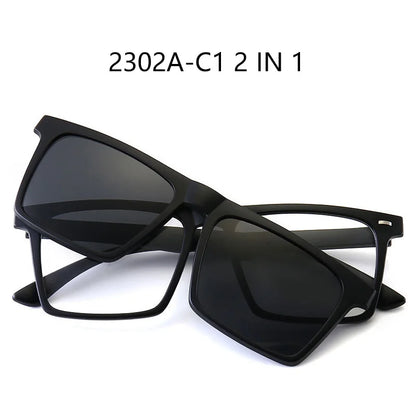 Myopia Polarized Magnet Sunglasses Women Men Clip On Glasses Square Optic Spectacle 6 In 1 Eyeglass Frames -0.5 TO -10