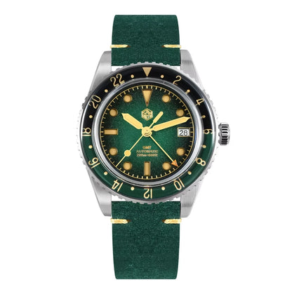 2025 New San Martin SN0134 Men Watch NH34 GMT Sandwich Dial 40mm Bidirectional Sapphire Bezel Luxury Sports Watch 20Bar Watches