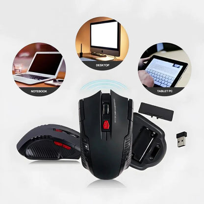 2.4GHz trådløs optisk gamingmus med USB-modtager, 2000DPI, 6 knapper, til computer og laptop tilbehør