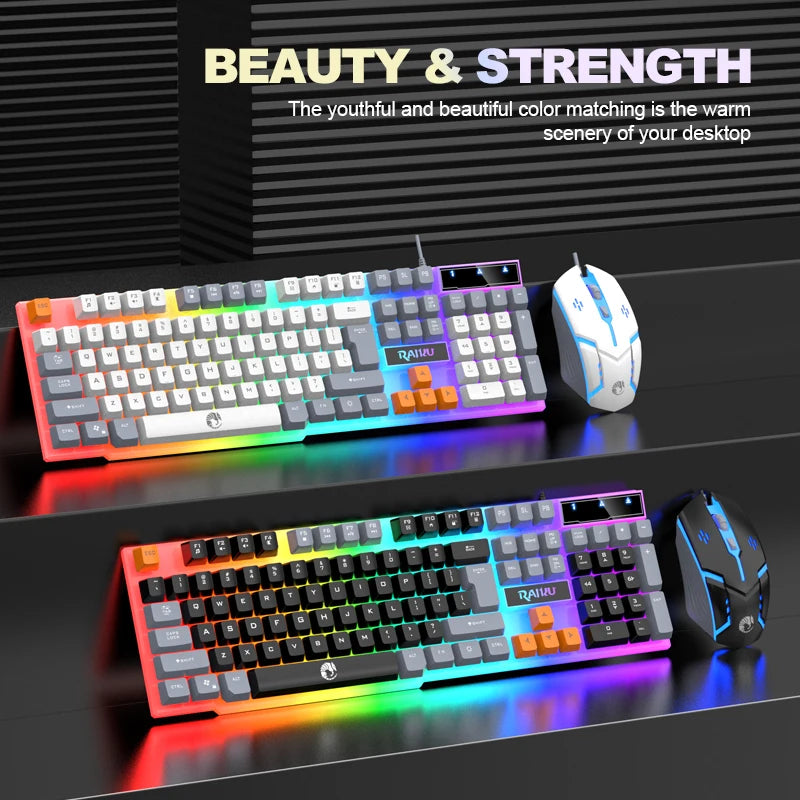 RAIKU T26 Wired Gaming Keyboard, 104-Key RGB Backlit USB Gaming Keyboard, Ergonomic Wired Gaming Keyboard for PC, Laptop & Office