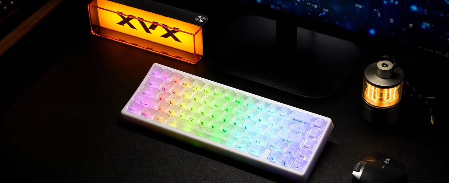 XVX M67 JadeStone Mechanical Keyboard 65% Tri-Mode Wireless Keyboard, Hot Swappable RGB Mechanical Keyboard with IMD Keycaps, Gasket Mount Gaming Keyboard