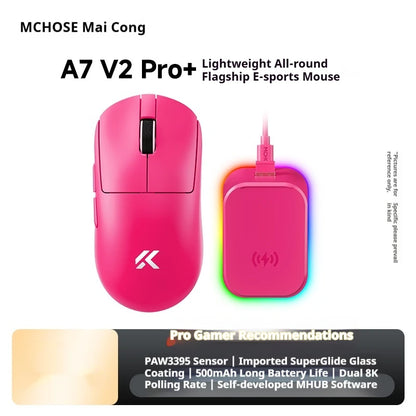 MCHOSE A7 V2 Ultra+ Kabellose Maus Tri-Mode Leichtgewicht Paw3950 Ti 42000dpi 500mah PC E-Sports Laptop Gaming-Maus Zubehör