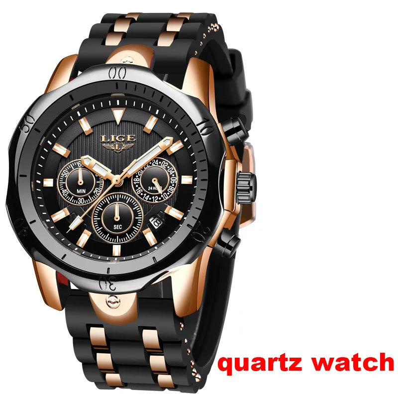 LIGE automatische mechanische polshorloges voor heren – Luxe horloge uit het topsegment met tourbillon, elegant en waterdicht model, ideaal voor op het werk of formele gelegenheden.