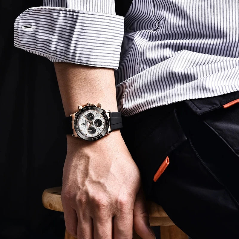 PAGANI DESIGN V2 40MM Meteorite dial Men Quartz Watches Sapphire Retro Chronograph  Waterproof Watch For Men Reloj0 hombr
