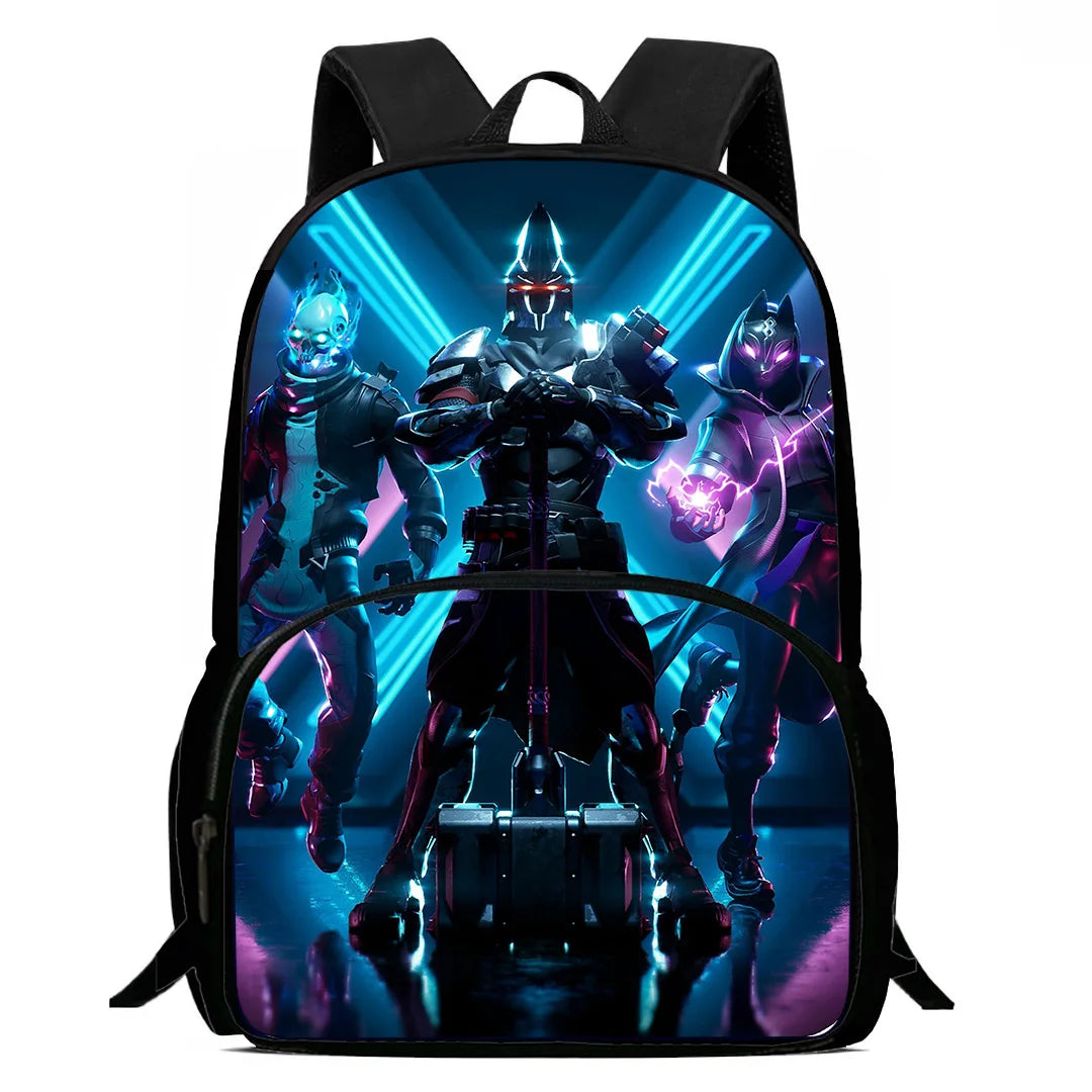 Trendiges Gaming-Design Kinder-Rucksack F-FortniteS mit Lunchbag und Federmäppchen, Schulranzen mit großem Fassungsvermögen für Jungen und Mädchen, ideales Geschenk