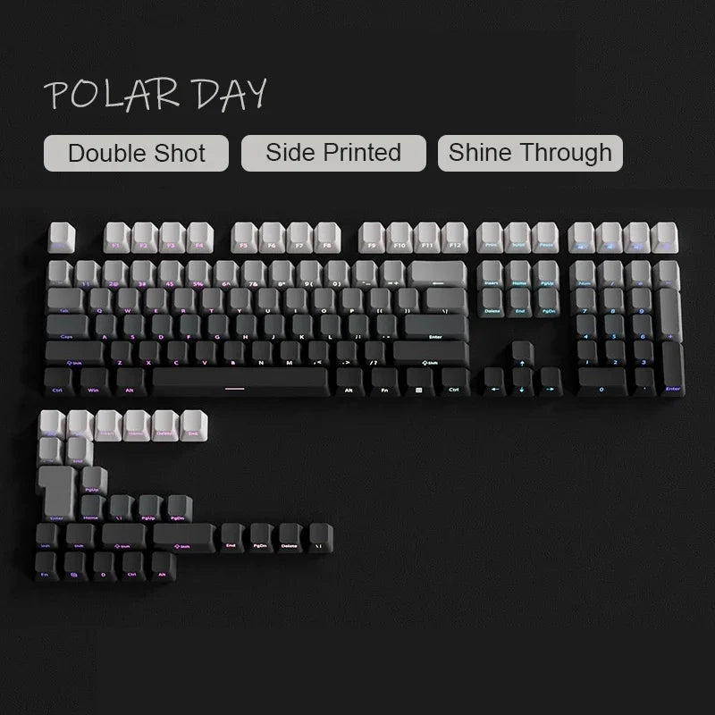 Neue Keycaps für 60/64/84/98/108 Gaming-Mechaniktastaturen mit MX-Switches, 135 Tasten, OEM PBT, seitlich graviert, Farbverlauf in Rot und Schwarz