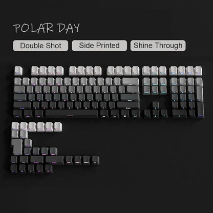 Neue Keycaps für 60/64/84/98/108 Gaming-Mechaniktastaturen mit MX-Switches, 135 Tasten, OEM PBT, seitlich graviert, Farbverlauf in Rot und Schwarz