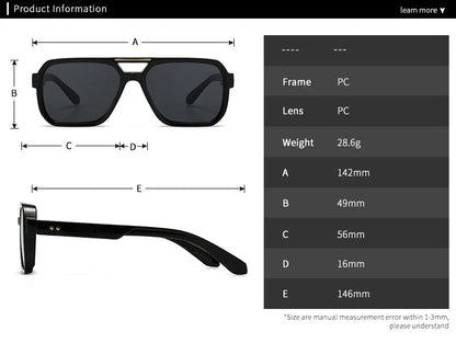 SO&EI Fashion Double Bridges Square Sunglasses Women Retro Rivets Blue Tea Shades UV400 Men Outdoor Gradient Sun Glasses