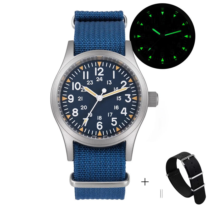 Militado ML05 Vintage Watch VH31 Sweep Second Movement Domed Sapphire Crystal With High Clear AR Coating Luminous 38mm Watches