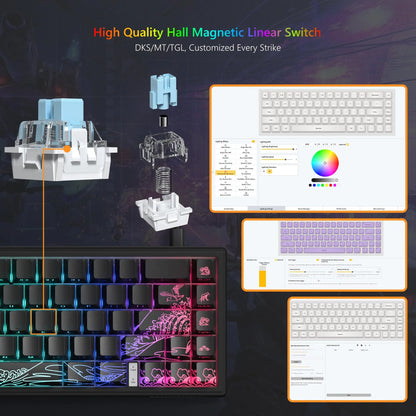Womier M68 HE Rapid Trigger Keyboard Hall Effect Gamer Keyboard Wired RGB Custom Mechanical Keyboard with Magnetic Switch for PC
