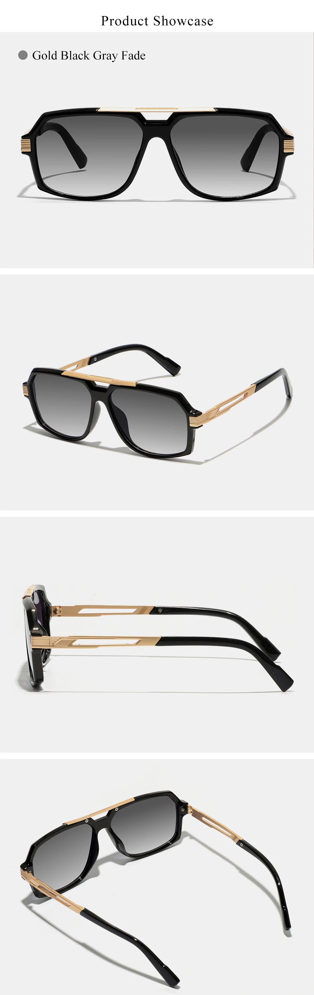 Ruiao Double-Bridge Pilot Sunglasses UV400 Fashion Gradient Shades Metal Frame Unisex Sun Glasses for Men And Women Driving