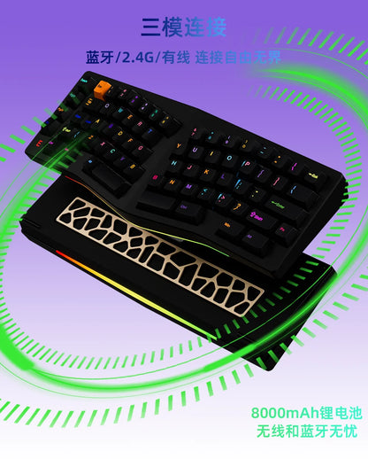 MMD Alice EIF68 Wireless Mechanical Keyboard Tri-Mode Mmd EIF68 Hot-Swap Aluminum Shell QMK/VIA Gamer Office Mechanical Keyboard